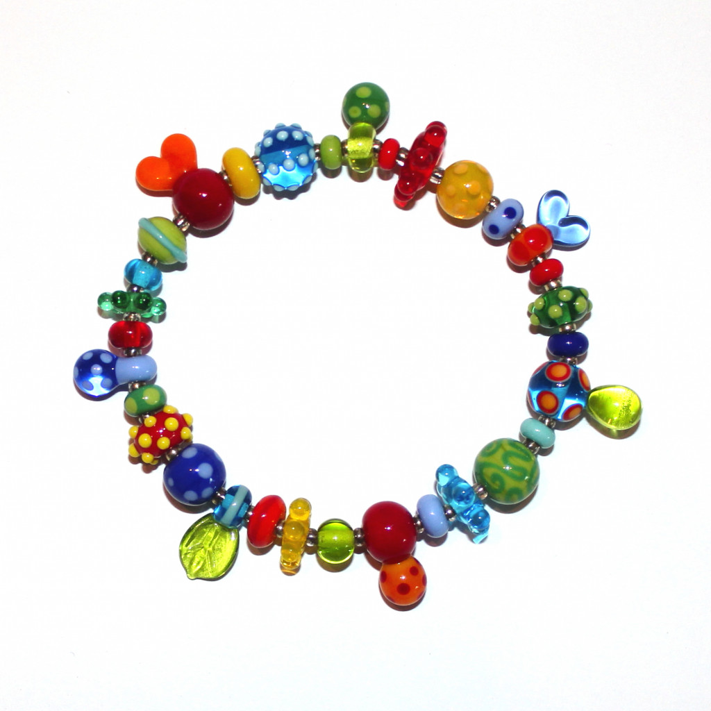 Armband Farbflash mit kunterbunten Perlen aus Muranoglas, verschiedene witzige Perlenformen